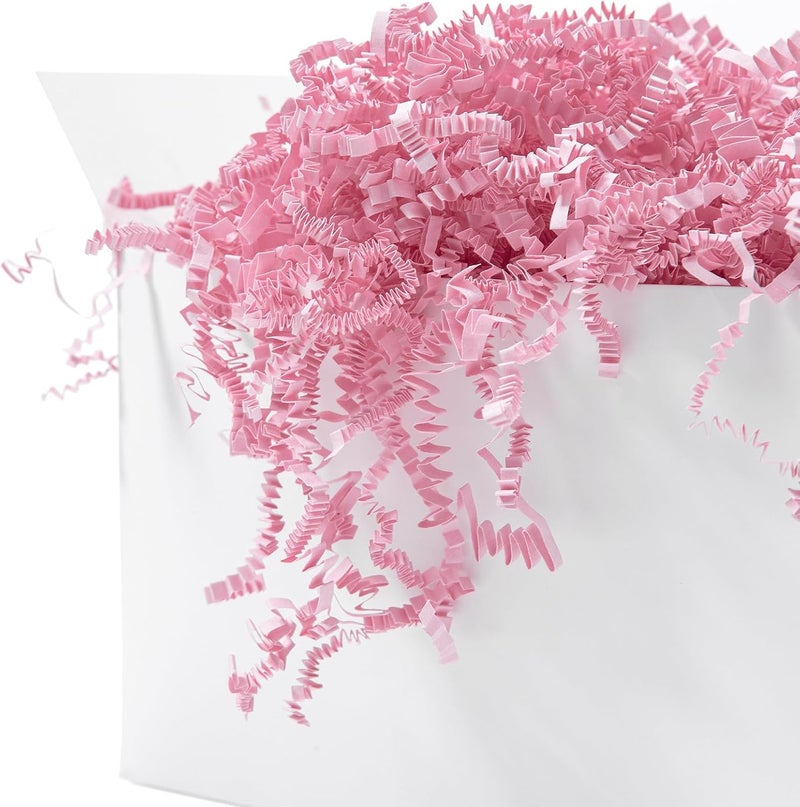 Mefleet 1 LB Crinkle Cut Paper Shred Filler Light Pink Crinkle Shredded Paper for Gift Box - Gift Basket Bag Filler - Grass Cushion Stuffing for Valentine's Day, Birthday Packaging Wrapping - Image 4